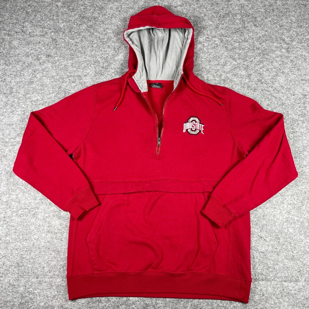 Ohio State Buckeyes Hoodie Mens L Red Colosseum Quarter Zip Pullover Sweatshirt